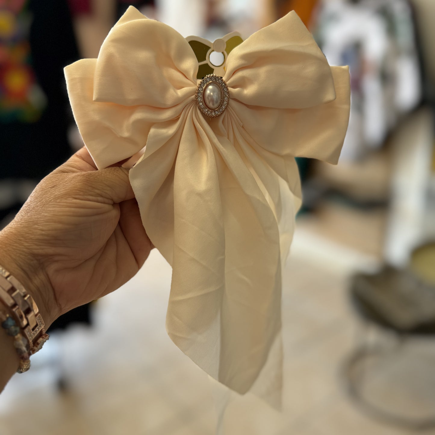 Coquette Ribbon Bow with Pearl Rhinestone