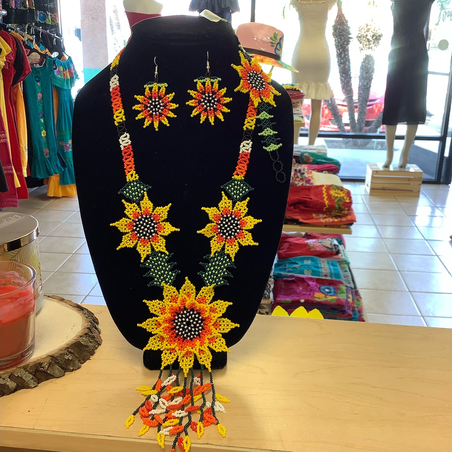 Sunflower Beaded Necklace