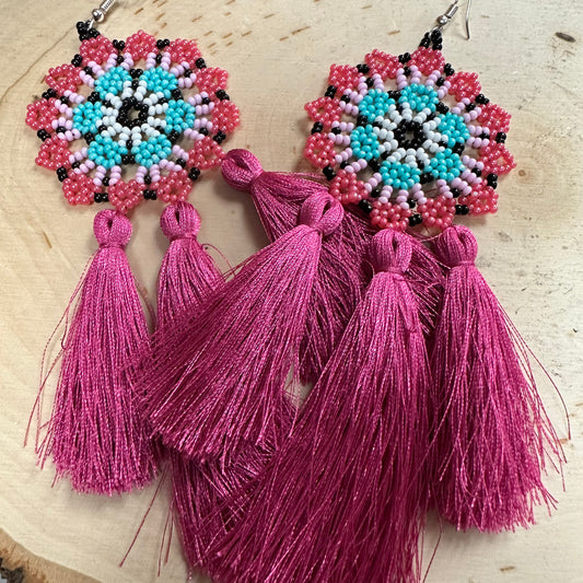 Huichol Beaded Earrings.